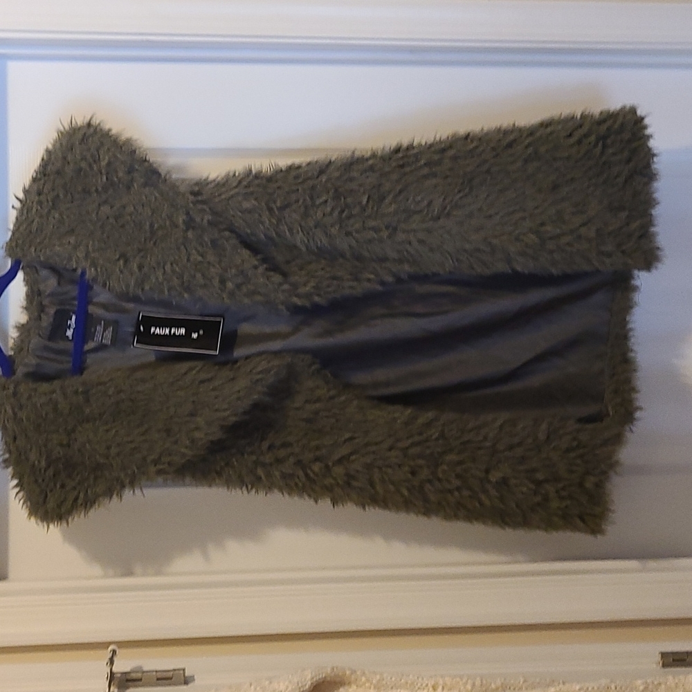 Olive Green Faux Fur Mid-Length Vest